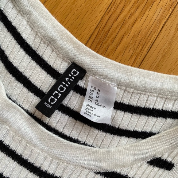 H&M Black and White Striped Knit Mini Dress - Picture 2 of 4
